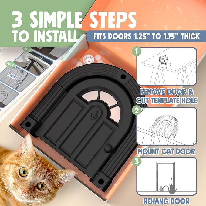 Purrfect Portal Meow Manor® Cat Door Interior Door - Image 4