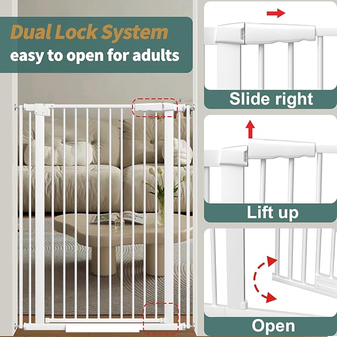 40.55" Tall, 53.74-61.61 Inch Wide, 1.37" Ultra Narrow Spacing Dog Pet Baby - Image 8