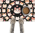 Cat Feeding Mat 24x16 inch Black Kitten Print Pet Bowl Placemat Non Slip Floor by HOMETITUTE