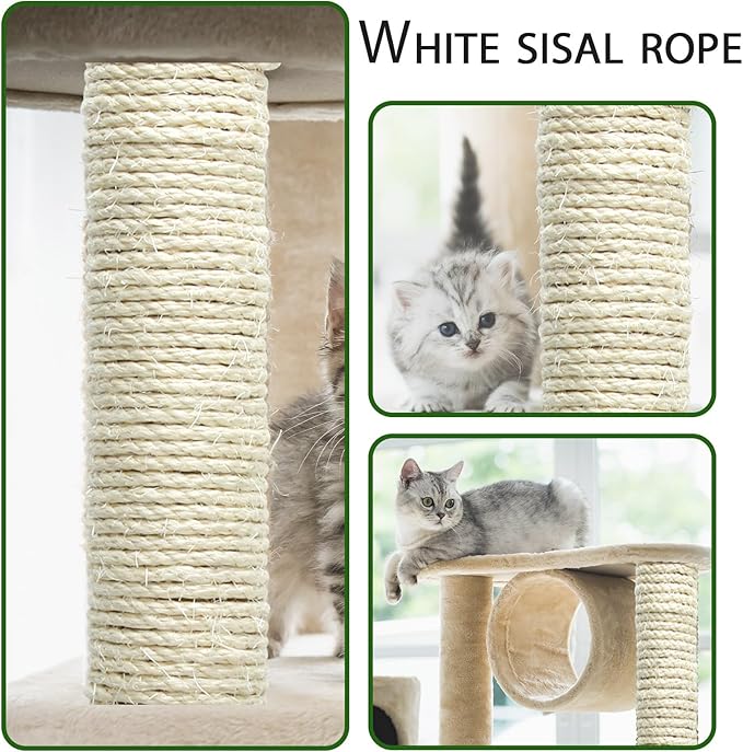 Natural Sisal Rope 8mm 98-Feet for Cat Scratching Post Tree Tower Replacement - Image 2