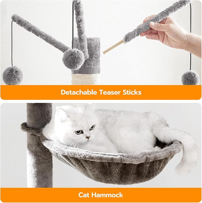 HOOBRO Cat Tree Tower with Litter Box Enclosure Indoor, Wooden Cat Condo with - Image 7