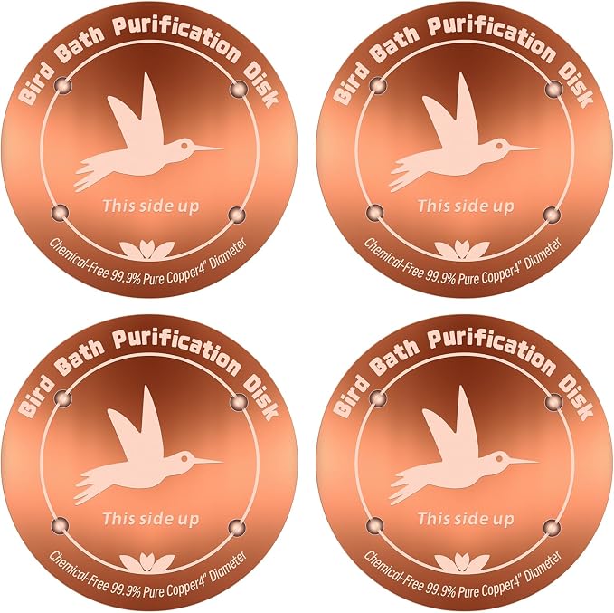 4Pcs Pure Copper Bird Bath Purification Disk, 0.6mm thick, All-Season Safe by CTTZCKJ