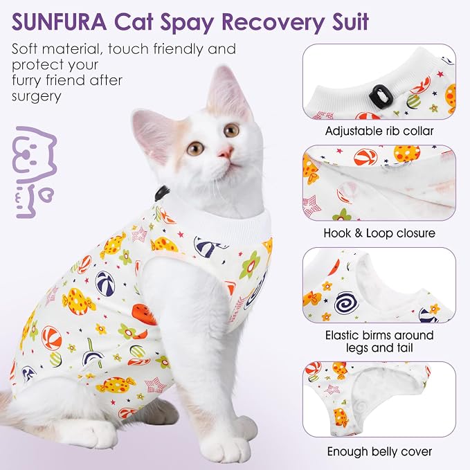 SUNFURA Cat Recovery Suit, Kitten Surgical Full Bodysuit - Image 4