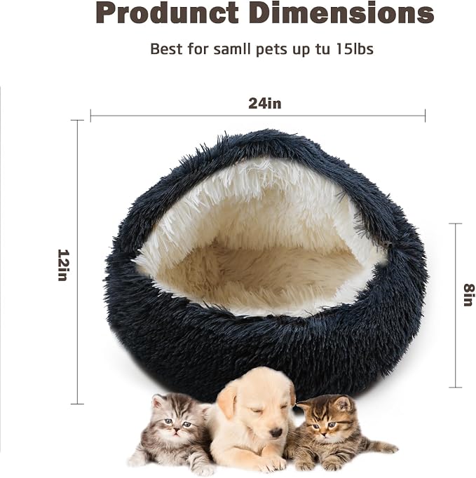 Cat Bed for Indoor Cats, Calming Cozy Cave - Image 2