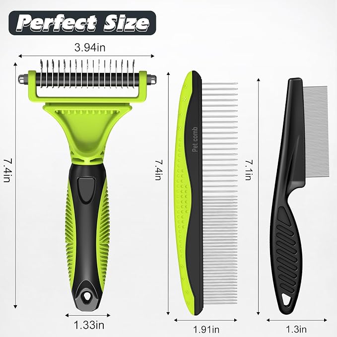 3PCS Pet Grooming Rake & Metal Comb & Flea Comb - Image 7