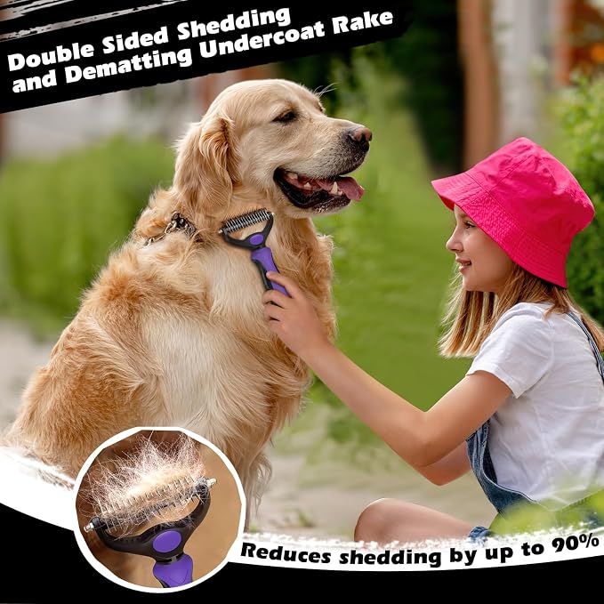3PCS Self Cleaning Slicker Brush & Pet Grooming Rake & Flea Comb - Image 3
