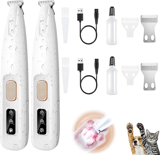 2PCs Dog Paw Trimmer with LED Light, 35dB Low Noise Precision Pet Paw Trimmer by Unknown