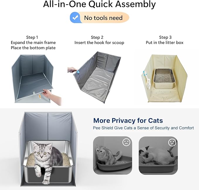 Less-Mess Cat Litter Box Enclosure, Open Top High Side - Image 7