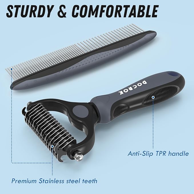 Pet Grooming Brush and Metal Comb Combo, Cat Brush Dog Brush - Image 6