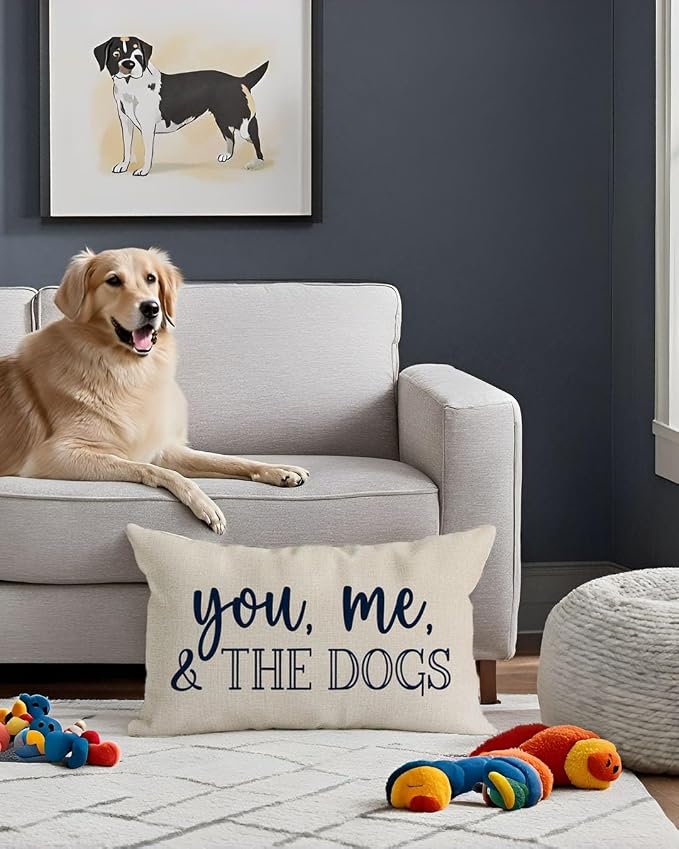 PANDICORN You Me & The Dogs Lumbar Throw Pillow Covers 12x20 Inch Outdoor - Image 4