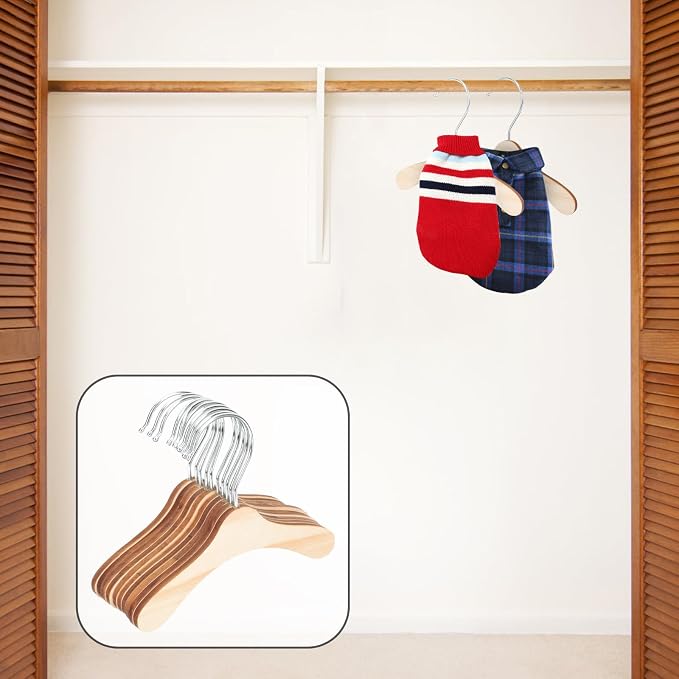 Replaceable Wooden Pet Clothes Hangers 8.66 Inch Small Dog and Cat Hangers - Image 4