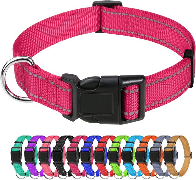 TagME Reflective Nylon Dog Collars, Adjustable Classic Pet Collar by TagME