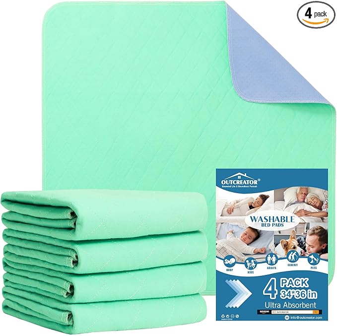 OUTCREATOR® Washable Bed Pads 34" x 36", Incontinence Mattress Protector by OUTCREATOR