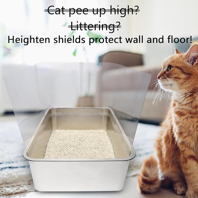 4PCS Cat Litter Box Pee Shields, Transparent Easy Clean Splash Guard - Image 6