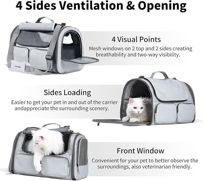 FUKUMARU Cat Carrier, Soft-Sided Small Dog Carrier, Large Cat Travel Bag - Image 5