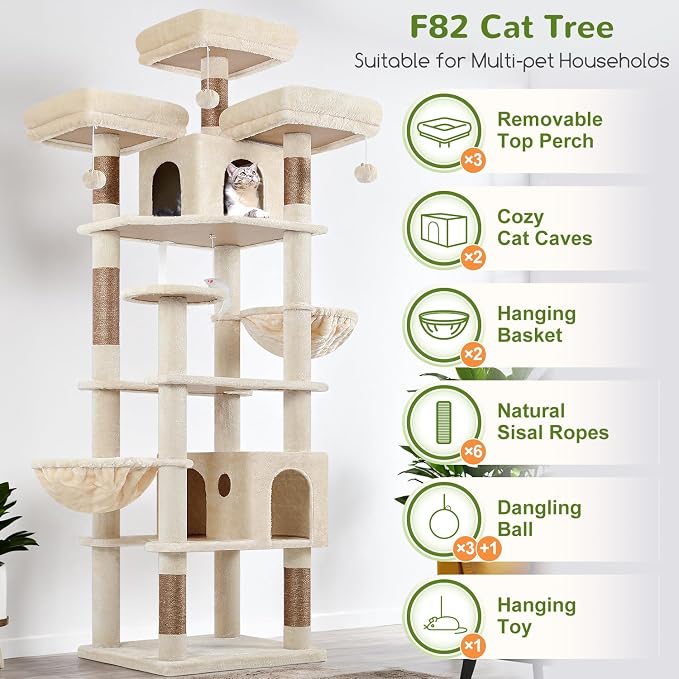 Globlazer Cat Trees and Towers for Multiple Adult Cats, 82-inch XXL Tall Cat - Image 2