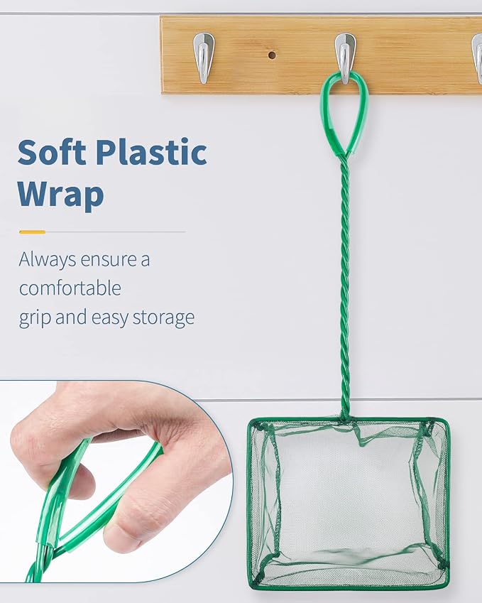 Pawfly Aquarium Fish Net with Braided Metal Handle Square Net with Soft Fine - Image 5