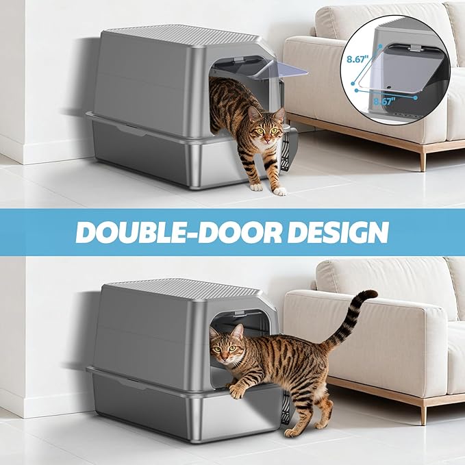 Enclosed Stainless Steel Cat Litter Box - Image 5