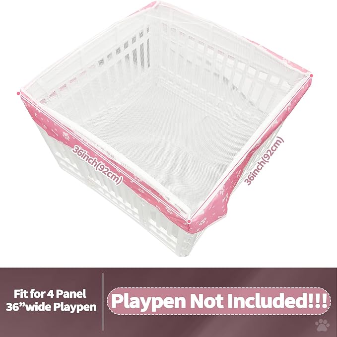 PJYuCien Dog Playpen Mesh Top Cover, Fits 36 Inch 4 Panels Regular Square - Image 2