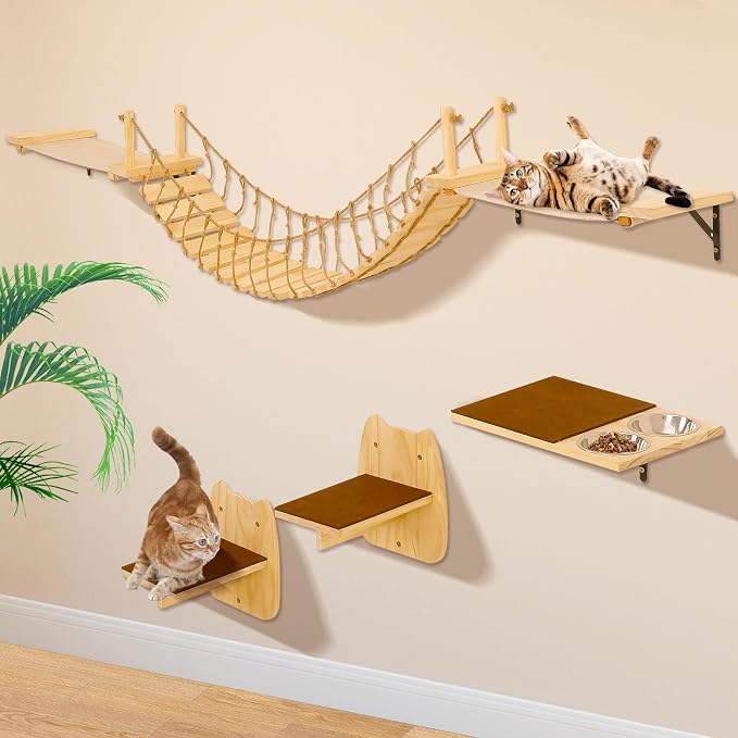 Calmbee Cat Wall Shelves, Cat Wall Furniture 70" Cat Bridge Wall Mount Cat - Image 4