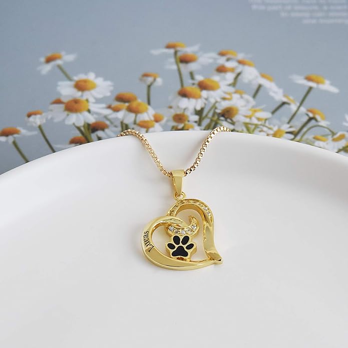 Personalized Cute Dog Cat Paw Name Necklace Forever Love Custom Heart Pendant - Image 8