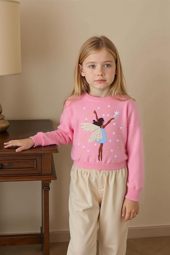 Toddler Baby Girls Cotton Sweater, Long Sleeve Crewneck Sweatshirt Pullover - Image 2