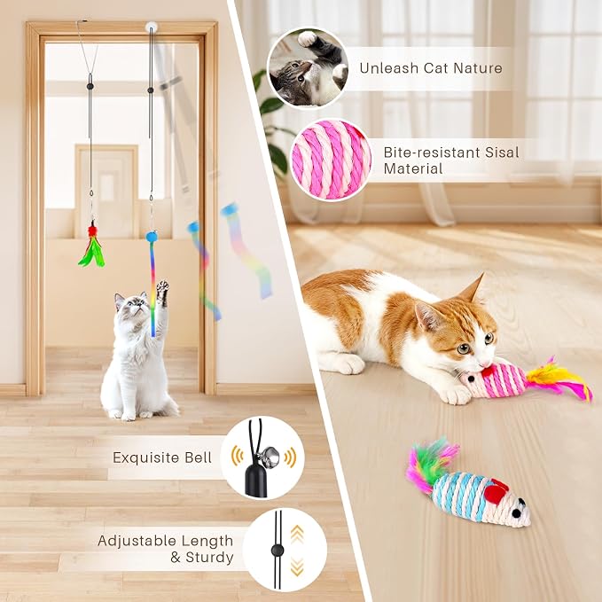 HONGDDY Cat Toys for Indoor Cats, Hanging Door Kitten Wand - Image 5