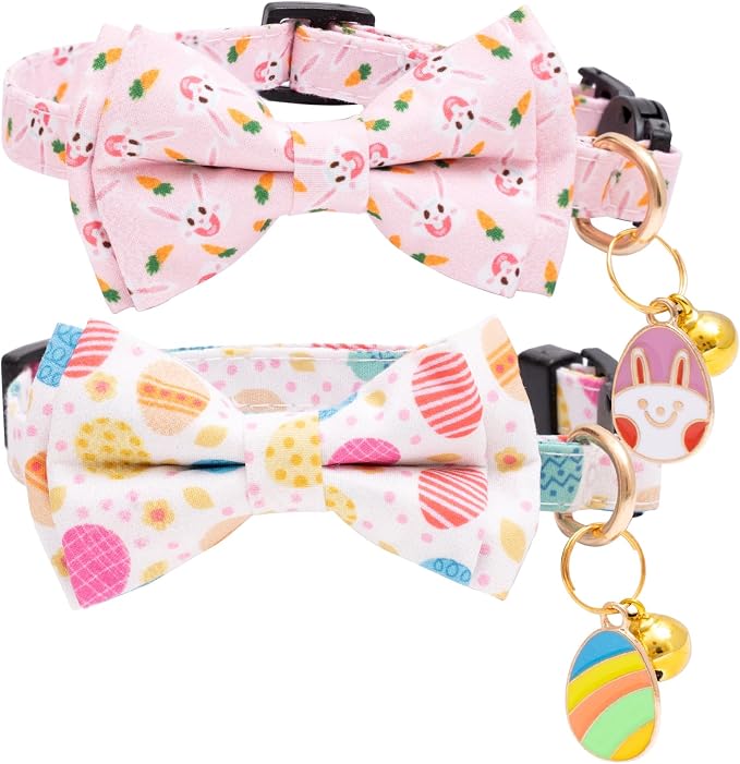 Faygarsle 2 Pack Easter Day Cat Collar Cute Rabbit Easter Eggs Printed Collar by Faygarsle