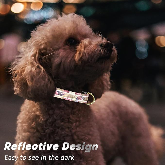 Reflective Dog Collar for Medium Dogs, Cute Flower Theme Adjustable Heavy-Duty - Image 3