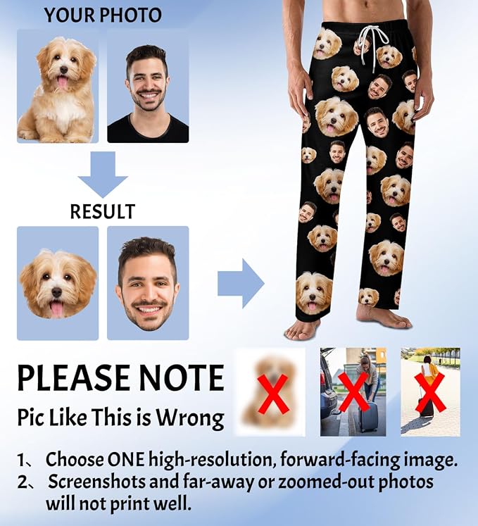 Custom Pajama Pants with Face customized PJ Pants Christmas Valentine gifts - Image 3