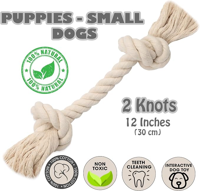 Barida Pet Supplies 100% Natural Cotton Rope Dog Toys, Premium White Cotton Dog - Image 2