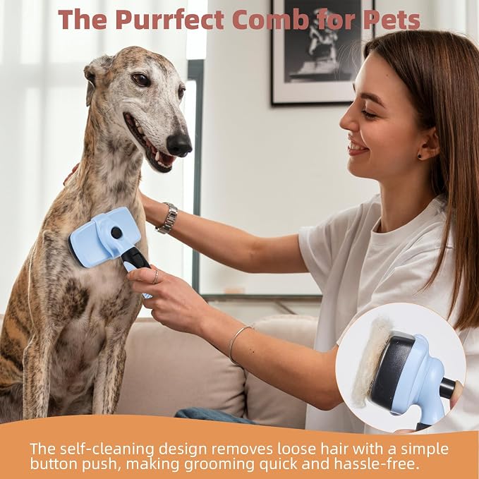3PCS Cat & Dog Brush Set: Slicker & Deshedding Brush, Dematting Comb, and Bath - Image 4