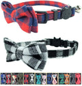Cat Collar Breakaway with Bell and Bow Tie, Plaid Design Adjustable Safety by Ximipet
