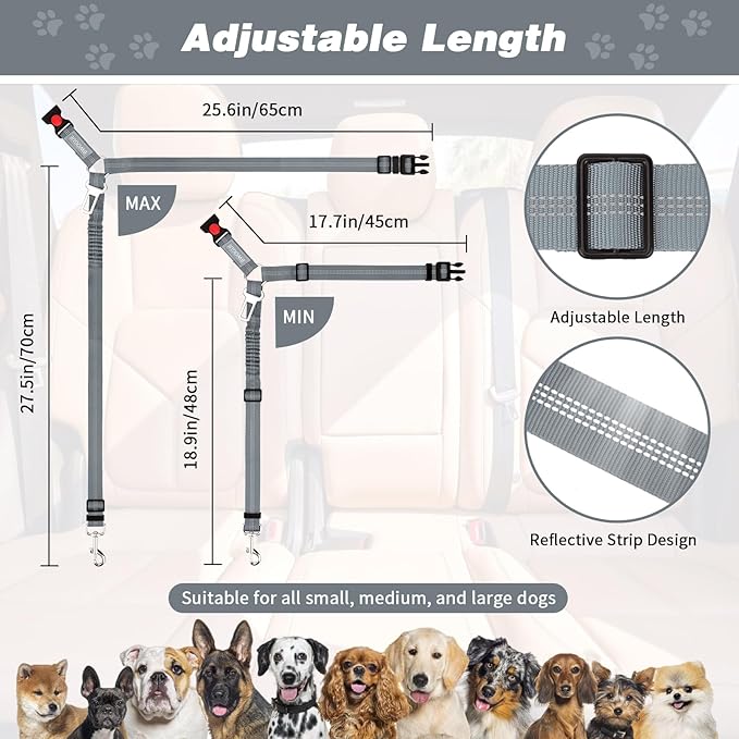 BWOGUE Pet Dog Cat Seat Belt Reflective Car Dog Headrest Restraint Leash - Image 2