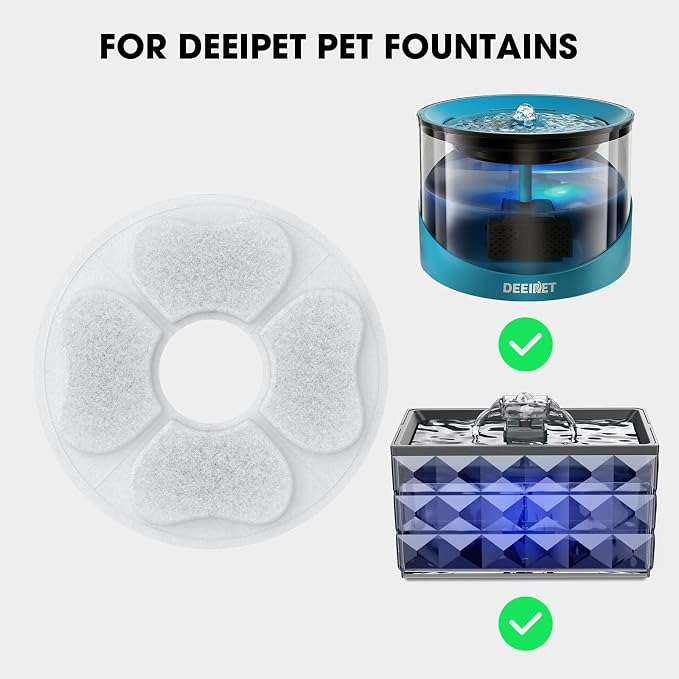 8 Packs Cat Water Fountain Food Grade Replacement Filters & Sponges - Image 5