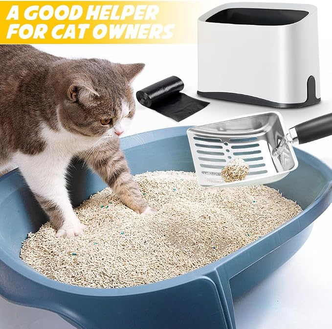 Cat Litter Scooper with Holder, Stainless Steel Cat Litter Scoop, Kitty Poop - Image 6