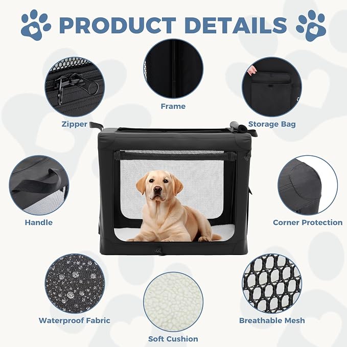 DUMOS Dog Crate 36 Inch Travel Cat Pet Carrier - Image 3