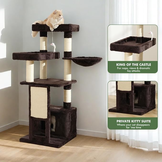 Cat Tree, 50.31-Inch Cat Tower for Indoor Cats, Cat House - Image 8