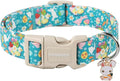 DOGWONG Easter Dog Collar, Cute Flower Bunny Eggs Dog Collar Pink Pet Collar by DOGWONG