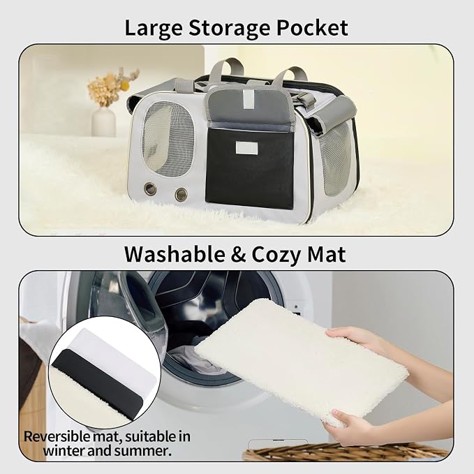 Cat, Dog Carrier for Pets up to 15 lbs, Soft-Sided Collapsible Pet Carrier - Image 4