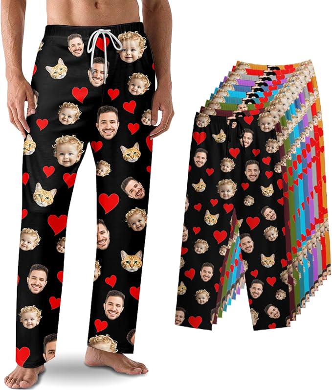 Custom Pajama Pants with Face customized PJ Pants Christmas Valentine gifts by Unknown