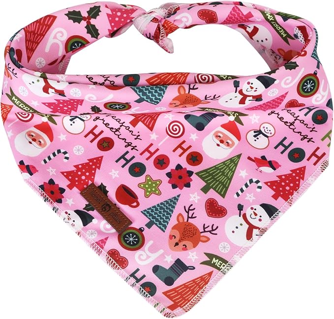 Lionet Paws Christmas Dog Bandana Washable Cotton Handkerchief Scarf Triangle by lionetpaws