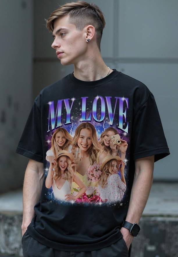 Custom Bootleg Rap Shirt with Photo Text, Vintage Custom Picture Shirt - Image 7