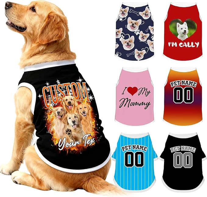 Custom Dog Shirt with Name Photo Text Logo Personalized Dog Pullover Shirts by Unknown