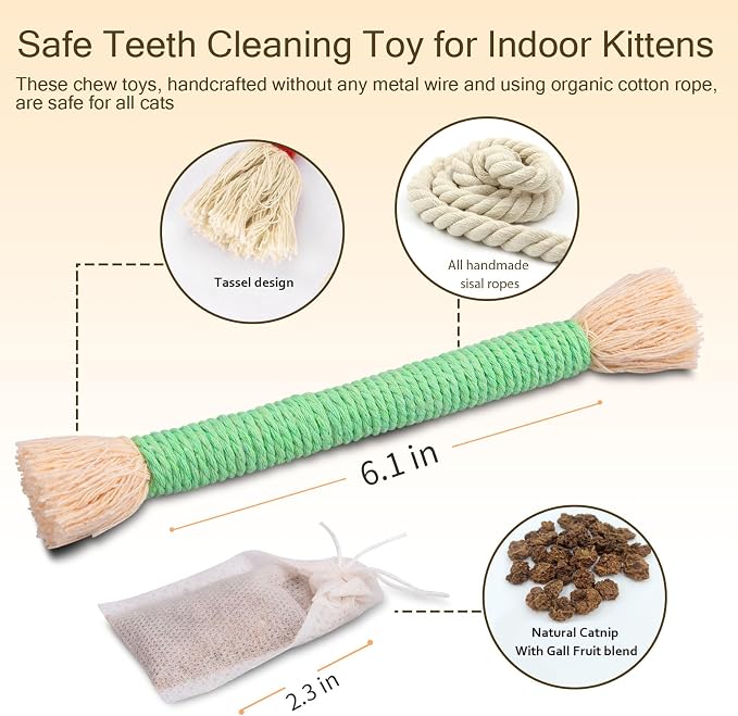 Retro Shaw Kitten Toys 4Pcs, Cat Chew Ropes - Image 3