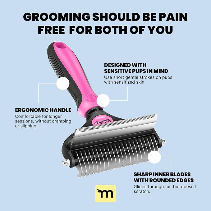 MalsiPree Dog Brush for Shedding - 2 in 1 Undercoat Rake Deshedding Tool for - Image 7