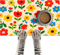 Pet Feeding Mat 24x16 inch Colorful Flower Print Pet Bowl Placemat Non Slip by HOMETITUTE
