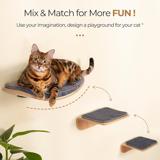 Cat Wall Shelves for Cat Wall Steps, Wooden Floating Modern Mounted Space - Image 2