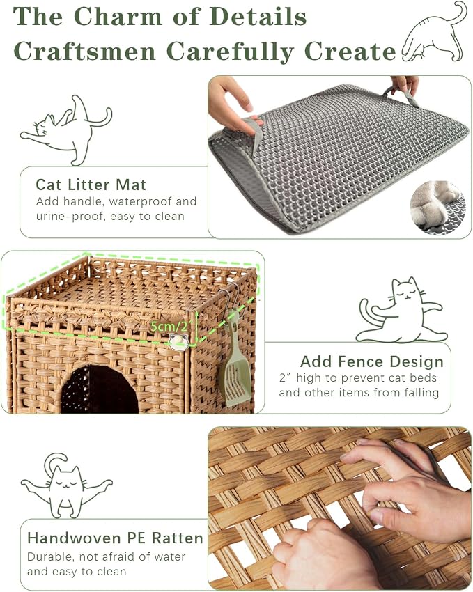 Cat Litter Box Enclosure Furniture, Hidden Litter Box - Image 3