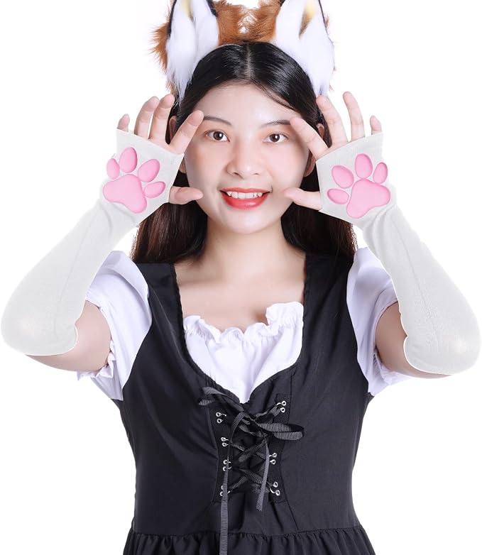 Nydotd Cat Paw Pad Mittens Gloves Kawaii Pink 3D Claw Fingerless Cute Cat - Image 3